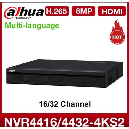 Dahua NVR4416-4KS2 NVR4432-4KS2 16/32 Channel 1.5U 4K&H.265+ Lite Network Video Recorder 8MP HDMI ONVIF P2P 4 SATA