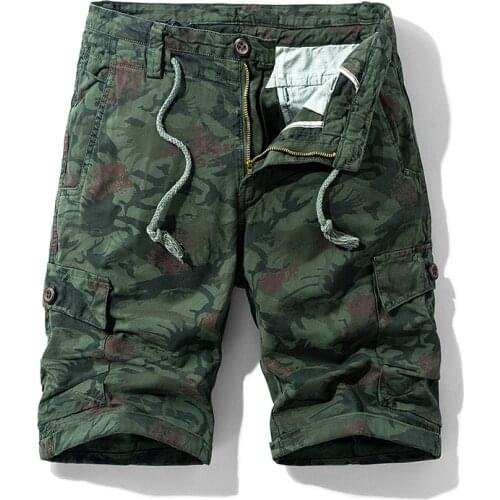 Cargo Shorts Men Summer Breeches Cotton Bermuda Camouflage Print Denim Casual Multi-Pocket Pants Clothing Mens Cargo Short