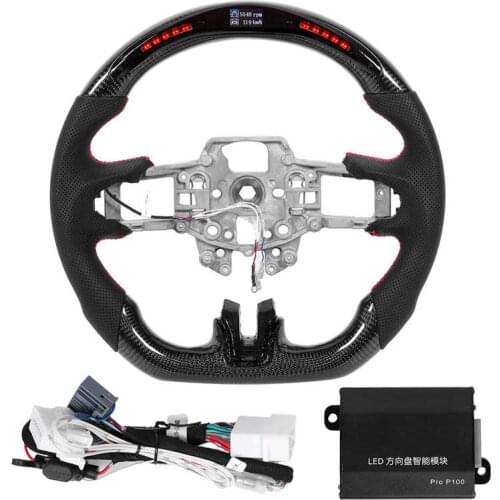 Steering Wheel LED Shift Lights Display Carbon Fiber Fit for Ford Mustang V6 EcoBoost GT Shelby 2015 2016 2017Preforated Leather