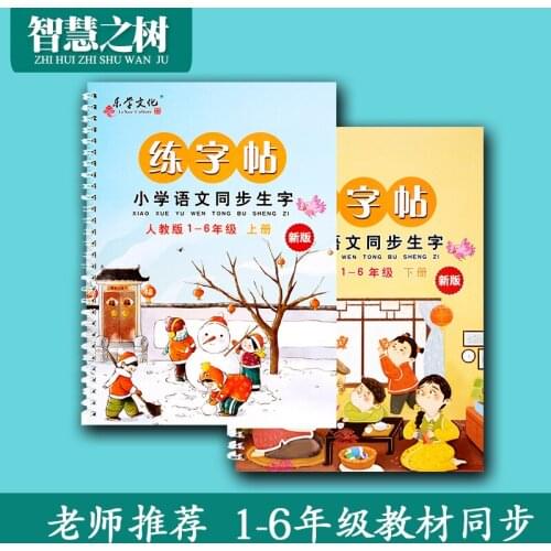 2 Books Copybook Language Textbook Reusable Groove Practice Chinese Characters Primary School Practice Art Writing Book Copybook
