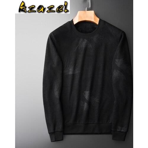 Azazel Black Sweatshirts Men Luxury Add Velvet Round Collar Thick Sweatshirt Male Autumn Winter Slim Fit Hoodies Men Plus Size