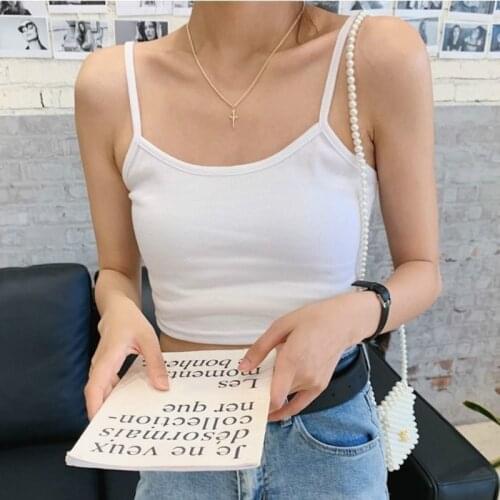 Tanks Women Top Solid Sling Pure Color Crop Top Sexy Womens Camis Slim Trendy Basic Streetwear Large Size 3XL Y2k Woman Clothes