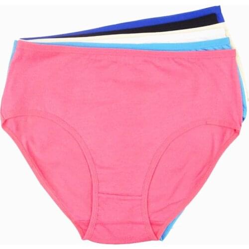 6 Pcs / Lot Wholesale Womens Clothing High-Rise Solid Color Women Plus Size Cotton Briefs Panties 6955