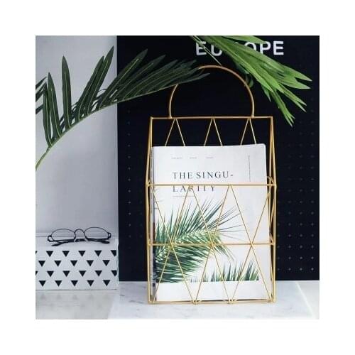 Simple Nordic Style Wrought Iron Rack Magazine Book Wall Hanging Book Rack Ins Grid Creative Wall Decoration Storage