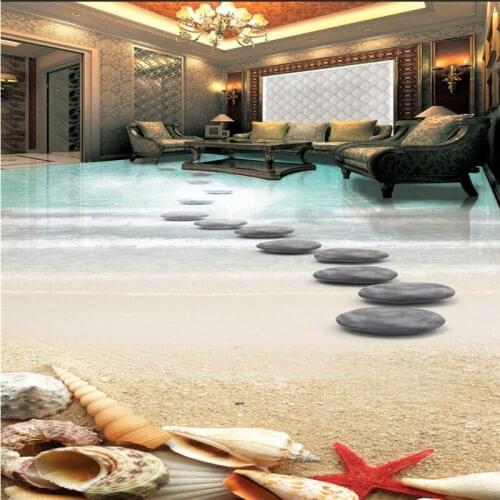 Wellyu Custom large-scale mural calm lake stone road creative cloud staircase ladder bathroom bedroom 3D floor home improvement