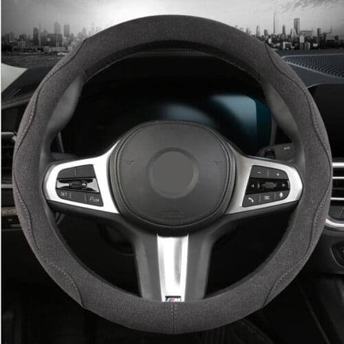 38cm Suede Cow Leather Car Steering Wheel Cover Hollow pattern for BMW E90 F01 F06 F10 F15 F16 F20 F21 F25 F26 F30 F32 F82