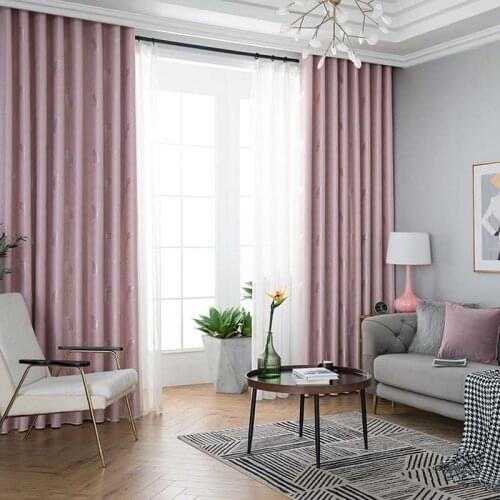 Blackout Curtains for Living Room Feather Design Jacquard Blind Drapes Window Panel Fabric Curtain for Bedroom Shading 90