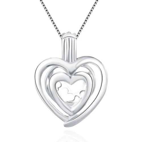 CLUCI Real Silver 925 Love Heart Shaped Charms Pendant for Women Jewelry 925 Sterling Silver Heart Pearl Locket Jewelry SC013SB