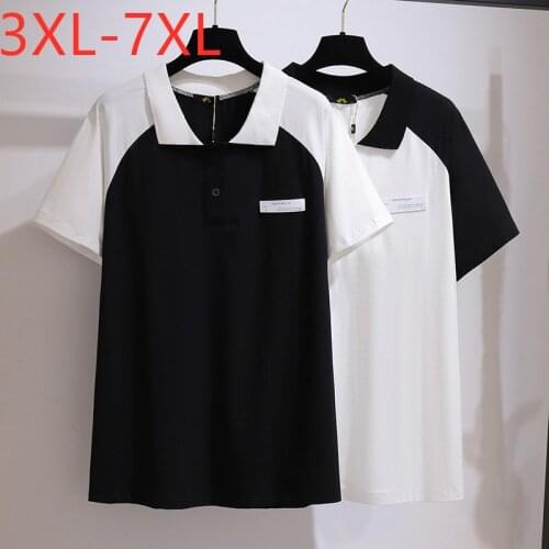 New 2021 Ladies Summer Plus Size Women Clothing Tops For Women Large Short Sleeve Loose Cotton Black White Polo T-shirt 7XL