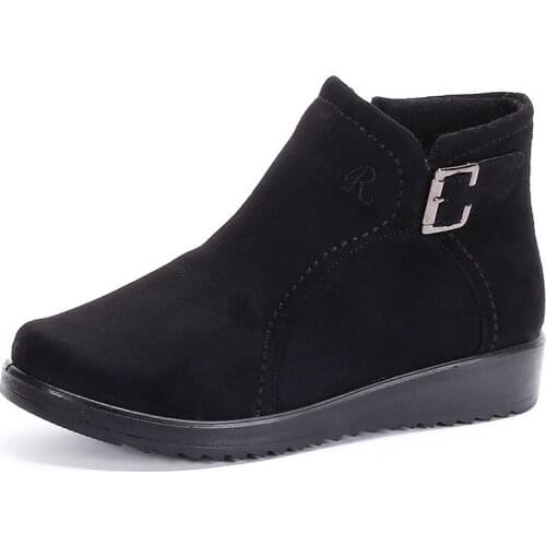 2019 Hot Sale Womens Cotton Boots Plus Velvet Warm Mother Shoes Fashion Zipper Light Soft Bottom Casual Winter Boots Women