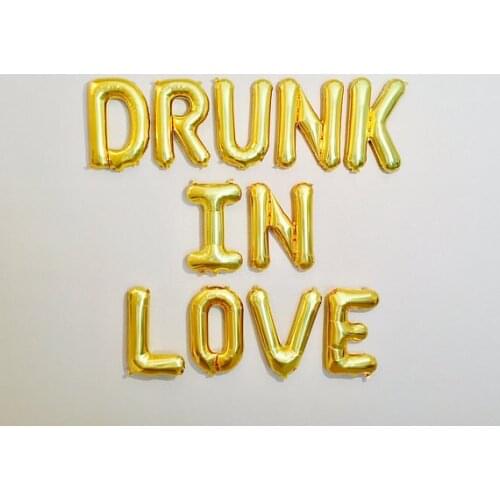 Gold or silver DRUNK IN LOVE wedding Bachelorette letter balloons Champagne party banners photo backdrops party decorations