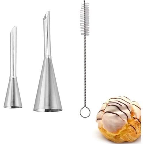 Long Tip Nozzle 1Set Pastry Nozzles Puff Mouth Suit Kitchen Gadgets 304 Stainless Steel Silver Multi Purpose DIY Baking Tools