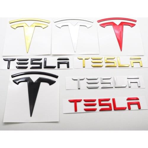 1pcs Tesla ABS 3D Front and Rear Car Rear emblem logo letter sticker Rear tail door trunk sticker car rear sticker Accessories