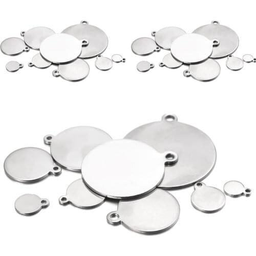 10pcs Stainless Steel Charms Round Disc Pendant Blank Charms Pendants For Logos Stamping Tags DIY Jewelry Making Accessories