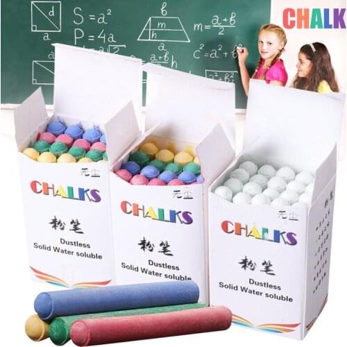 20pcs Dustless Solid Water Soluble Chalk Mixed Colour White Chalk Sticks Kids Playground School Art Learning Chalk Sticks