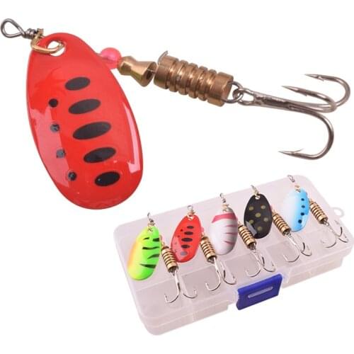 5pcs/Lot WDAIREN Fishing Spoon Lures Set Metal Spinner Bait Wobbler Artificial Baits Treble Hook Isca Bass Tackle With Box Kit