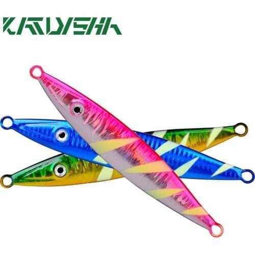 KATYUSHA 5PCS Metal Jigging Spoon 60G 80G 100G 120G 160G 200G Shore Casting Jig Drag Cast Sea Bass Lures Artificial Fishing Bait