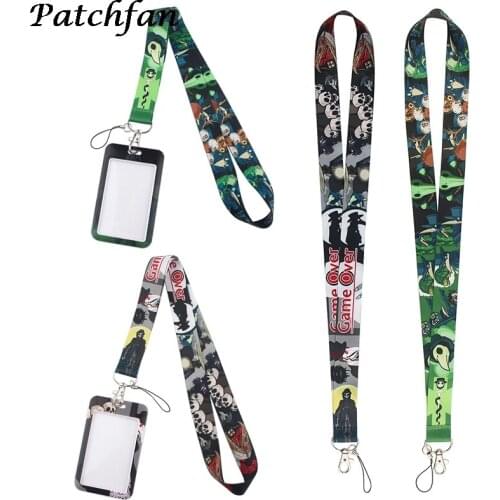 AD408 Patchfan Cartoon Card Holders Case Phone Key Badge Camera USB Holders Neck Rope Lanyard with Keyring