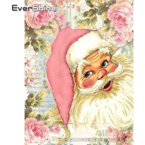 EverShine Diamond Embroidery Santa Claus Diamond Painting With Square Rhinestones Cartoon Diamond Mosaic Christmas Holiday Gift
