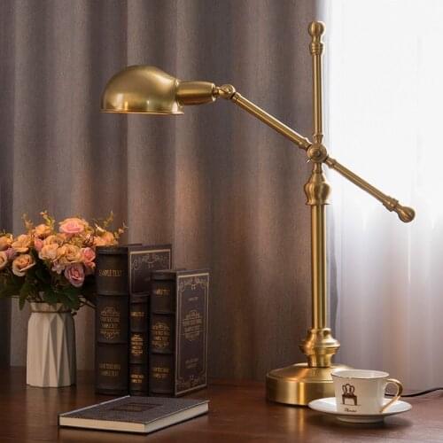 SIUU American-Style Simple Living Room Metal Learning Creative Personality Eye-Protection LED Study Desk Bedside Lamp