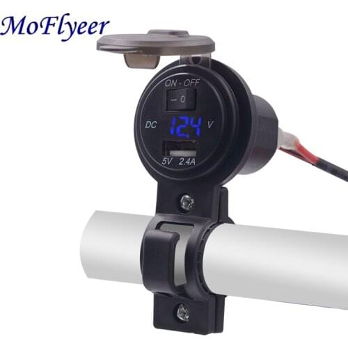 MoFlyeer 5V 2.1A/1A Dual USB Car Charger LED Display Universal Phone Cigarette Lighter Socket Adapter Digital Voltmeter 12-24V