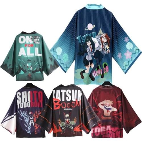 Brdwn My Hero Academia Ochaco Uraraka Asui Tsuyu Bakugou Katsuki Izuku Midoriya Shoto Todoroki Cross my body Haori Cape Cloak