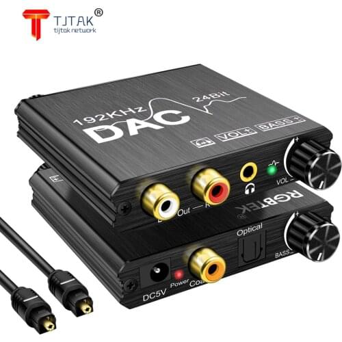 24bit DAC Digital To Analog R/L Audio Converter Optical Toslink SPDIF Coaxial to RCA 3.5mm Jack Adapter Support PCM /LPCM