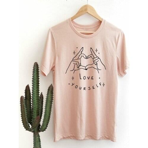 Love Yourself Hands Show Lover Graphic T-Shirt Casual Stylish Lover Yourself Tumblr Top Inspirational Christian Tee Gift Outfits