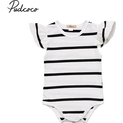 Baby Boys Girls Striped Romper Toddler Infant Ruffles Jumspuit Clothes Outfits 0-18M