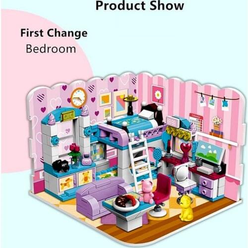 Enlighten friends Building Blocks 194PCS Friends House Bedroom Kitchen 3 IN 1 Deform Girls Educational Toys for Children