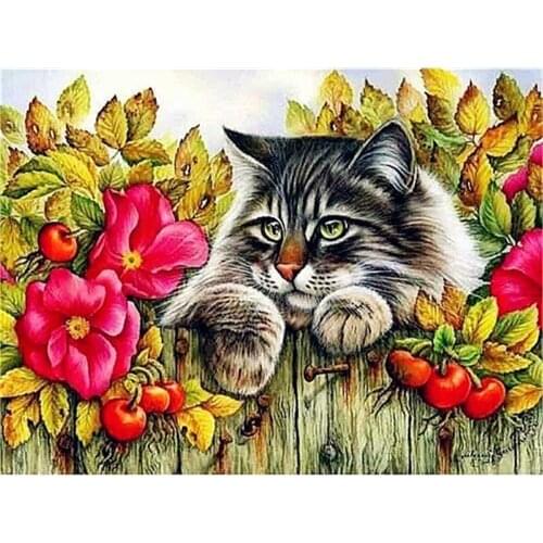 Cat Animal DIY Embroidery Cross Stitch 11CT Kits Needlework Craft Set Printed Canvas Cotton Thread Home Decoration Sale