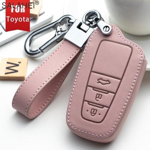Leather Car Key Cover Case For Toyota Prius Camry Corolla C-HR CHR RAV4 Prado Auris Avensis Land Cruiser 200 Prado Crown Revo