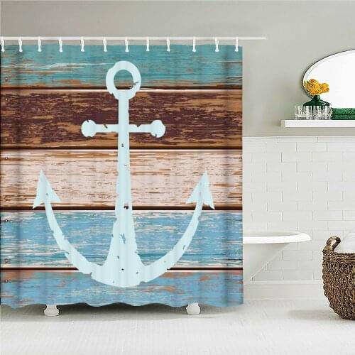 Nordic style creative anchor pattern nautical style shower curtain bathroom layout home decoration