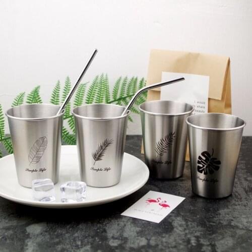 Ins style Creative Coffee Mug 350ML/550ML Stainless Steel Mug Metal Cup Outdoor Travel Mug Drinking