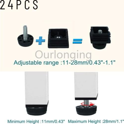 24PCS Furniture Levelers Adjustable Legs Medium Duty Table Chairs Leveling Feet Integrated Felt Pads For Table Chair TV Stands