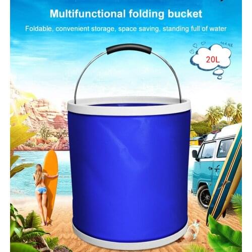 20L Multi-functional Portable Outdoor Folding Bucket Camping Fishing Car Water Bucket Car Wash Supplies Cleaning Water Bags