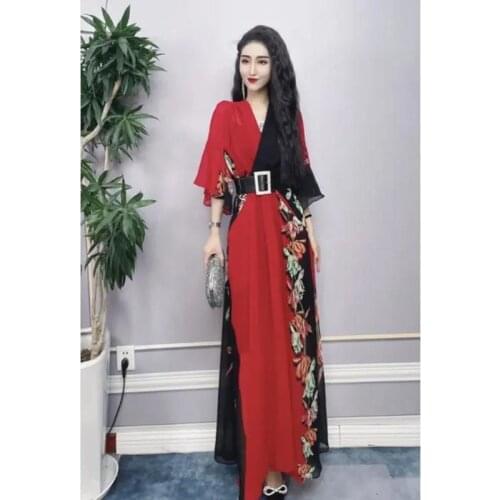 Fashionable Contrast Stitching Sexy Dress Womens 2021 Summer New Style V-neck Waist Slim Vestido Oodji Vfemage Vintage Dresses
