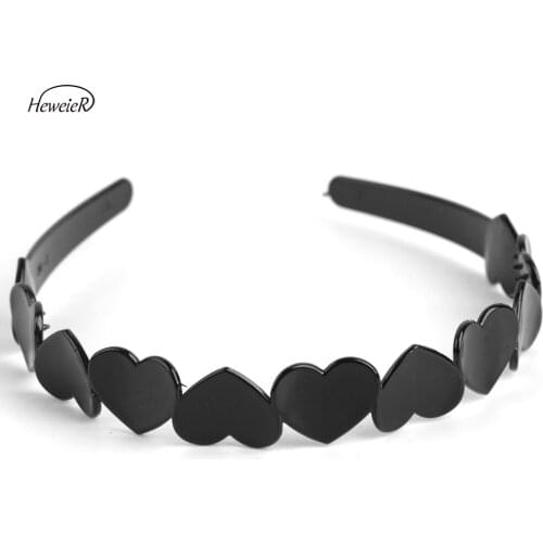 Fashion Women Black Plastic Heart-shape Teeth Hairpins Hair Hoop Headband Hairpieces Hairband Barrette Headdress Accessories