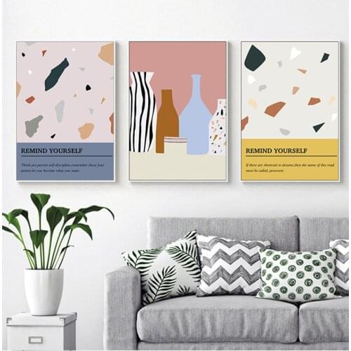 Cartoon Cute Illustration Style Poster Abstract Pattern Vase Spot Stair Wall Art Picture Canvas Painting For Hotel Modern Decor