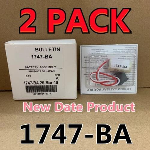 NEW DATE) 2 PACK Original A-B 1747-BA 3V 1000mAh CNC PLC Lithium Battery with Plug