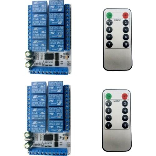 2pcs DC 5V 12V 8ch IR infrared Relay control Switch Module IR23F08 Board VS1838 replace 433M 315M EV1527 PT2262