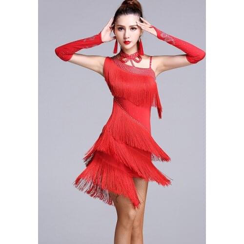 Latin Dance Dress Women Fringe Dress Tango Dress Salsa Rumba Modern Dance Costumes Latin Competition Dresses Dancewear DQS1984