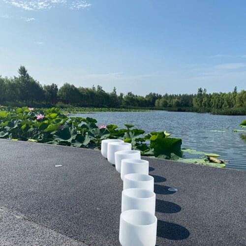 6"-12" C/D/E/F/G/A/B Chakra frosted quartz crystal singing bowl set of 7