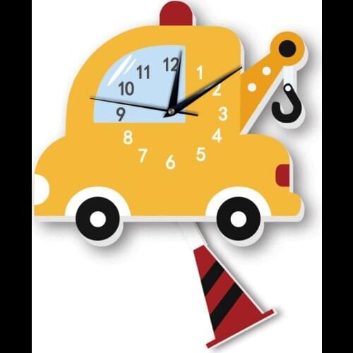 PVC Creative Cartoon Crane Wall Clock Wall Stickers Decorative Pendulum Clock For Study Office Bedroom Living room Kidroom Gifts