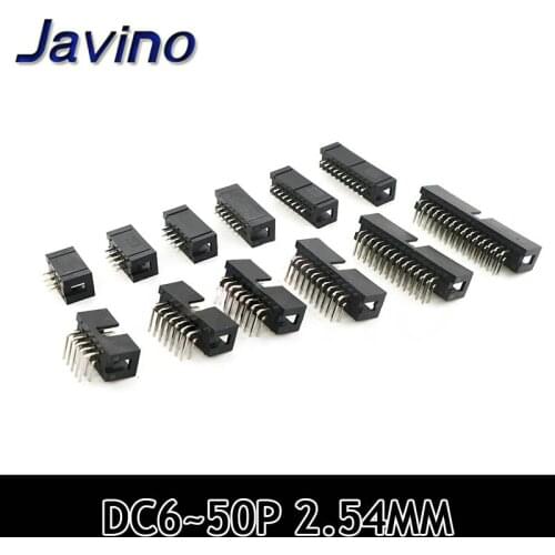 10PCS DC3 6P 8P 10P 14P 16P 20P 26P 30P 34P 40P 50P 2.54mm Socket Header Connector ISP Male Double-spaced Straight IDC JTAG