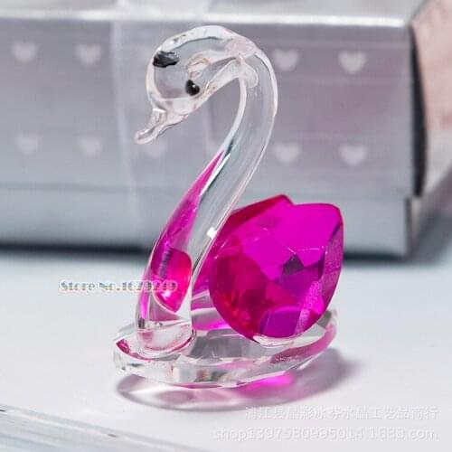 Handmade Crystal Swan Figurines Miniatures Ornaments Glass Animal Crafts for Home Decoration Accessories Gifts 50pcs/lot