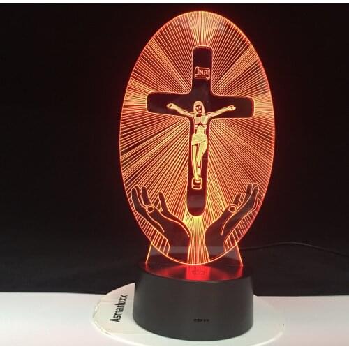 3D Christianity LED Night Light Jesus Station of Religion The Cross Visualization Crucifix Bible Colorful Christians 3D LED Lamp