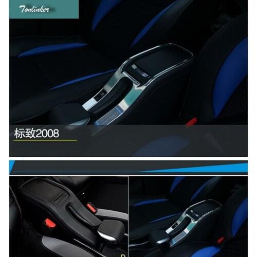 Tonlinker Handbrake Storage Box Control Panel Cover Stickers for Peugeot 2008 2014-19 Car Styling 1 Pcs Stainless Steel Stickers