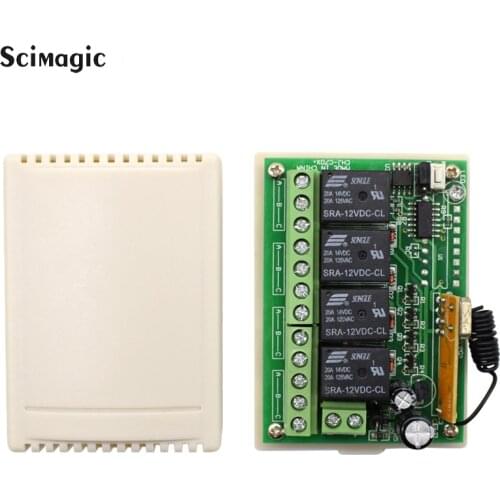 433Mhz Universal Wireless Remote Control Switch DC 12V 4CH Relay Radio Receiver Module With 2pcs Remote Control Transmitters