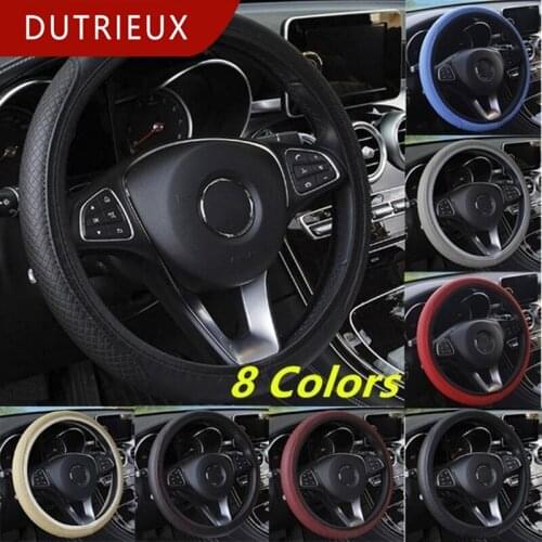 DUTRIEUX Auto Universal Steering Wheel Cover Glove Microfiber Breathable Anti-Slip Cover 15''/38cm Sports Steering Wheel Case